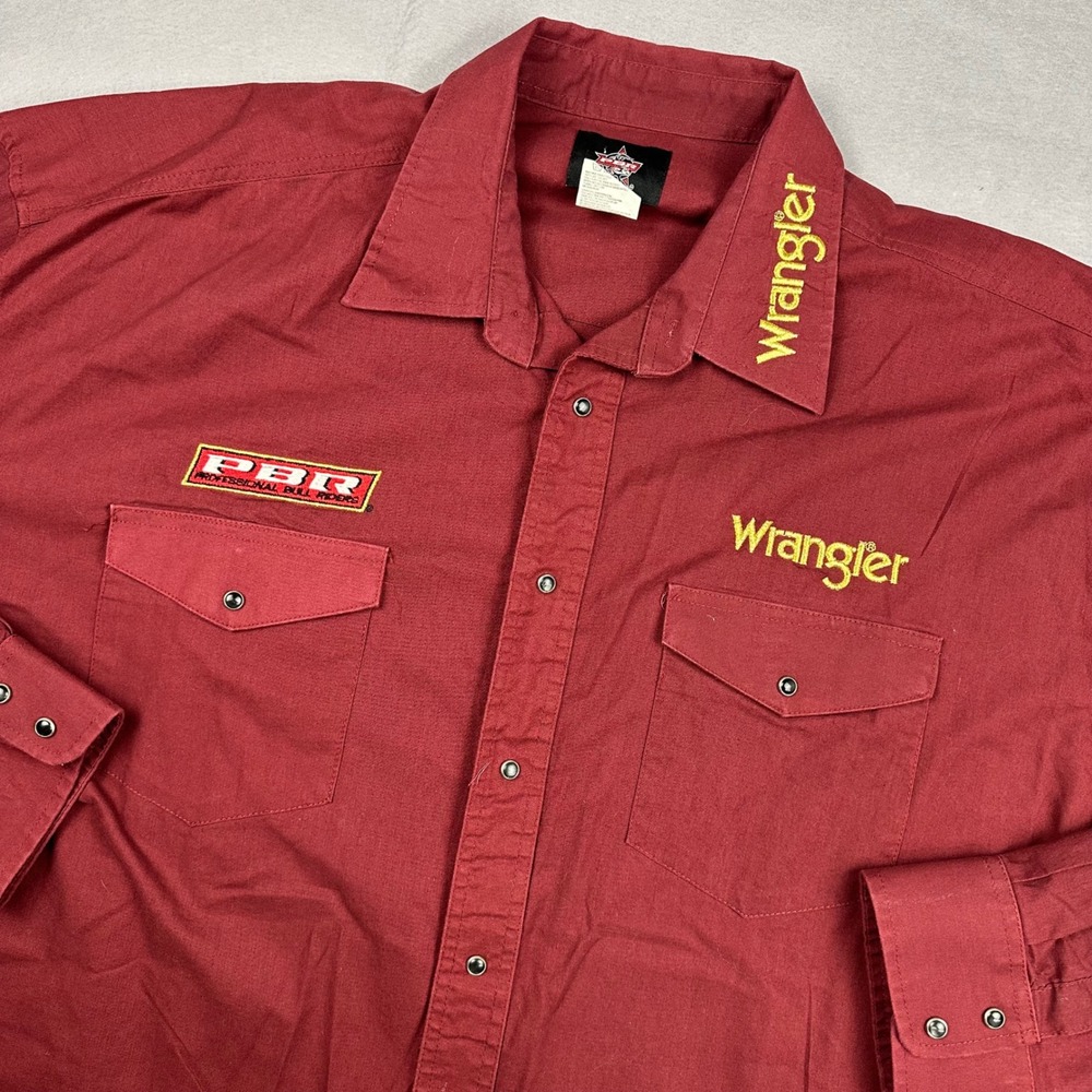 Wrangler PBR Professional Bull Riders Western Snap Shirt Mens XXL Red *READ*